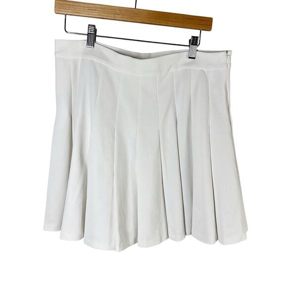 Theory Summer Pique Pleated Mini Skirt Size 12 White Knit A-Line - Picture 2 of 10